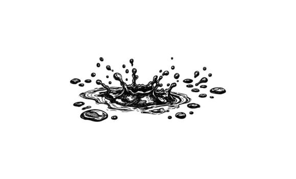 Black ink splash on white background creating ripple effect vector
