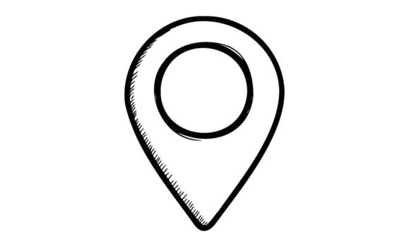Black and white location pin icon with circular center design vector