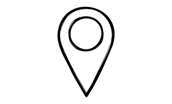 Black and white map pin icon symbolizing location and navigation vector