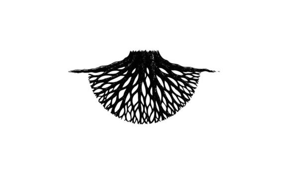 Abstract black root structure with symmetrical pattern vector