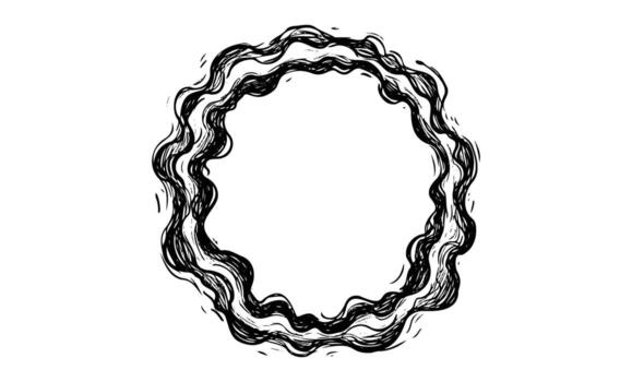 resumen negro y blanco ondulado circular marco con blanco centrar vector