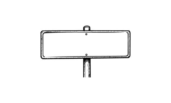 bosquejo de blanco rectangular calle firmar en estar con sencillo negro líneas vector