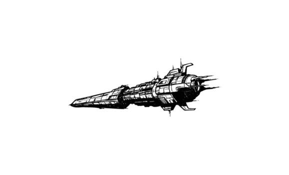 Futuristic spaceship sketch with detailed design and dynamic lines vector