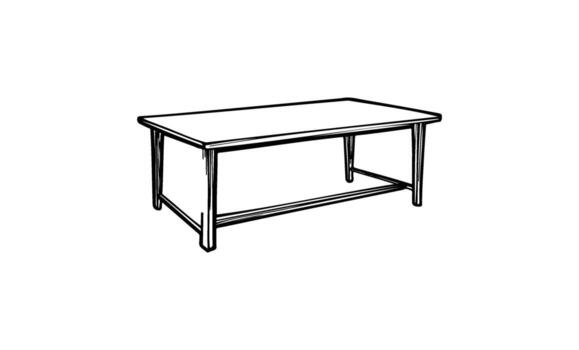 Simple rectangular wooden table sketch vector