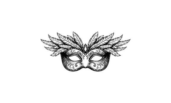 Intricate feathered venetian mask with elegant patterns vector