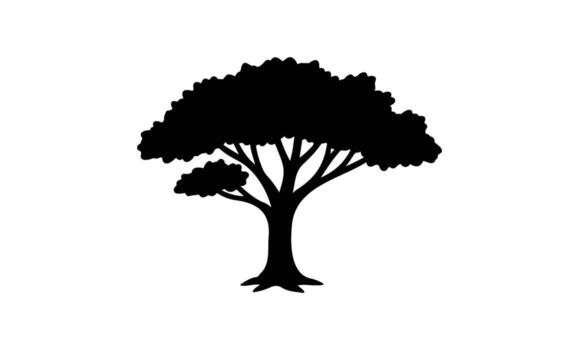 Silhouette of a tree with dense canopy and strong trunk vector