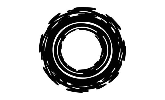 Abstract circular brushstroke design with dynamic black ink swirl pattern vector