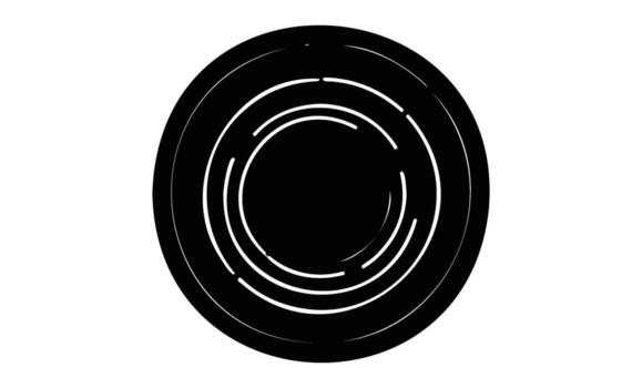 Abstract black circular pattern on white background with concentric rings and lines vector