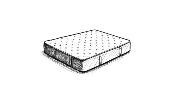 Detailed hand-drawn sketch of a rectangular mattress with textured surface vector