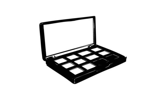 Monochrome open eyeshadow palette with multiple compartments vector