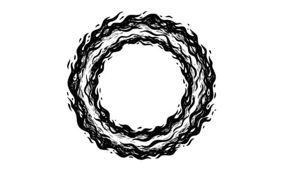 resumen circular fuego modelo con negro ondulado líneas vector