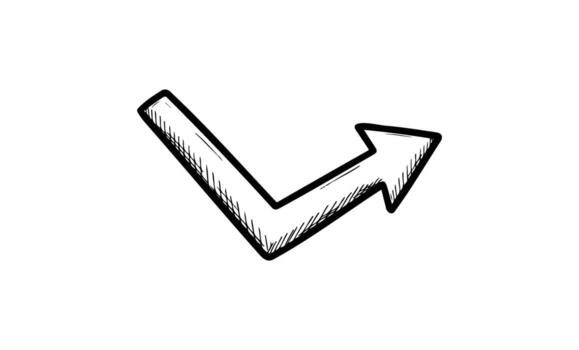 Hand-drawn check mark with arrow symbolizing growth and progress vector