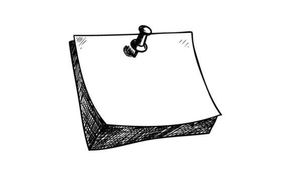 bosquejo de blanco bloc con alfiler vector