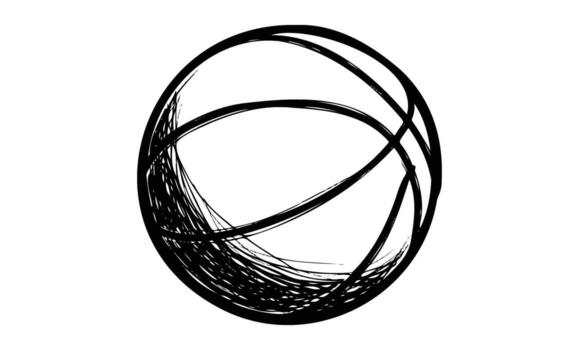 resumen negro y blanco artístico Escribiendo de un baloncesto dibujo con dinámica movimiento líneas vector