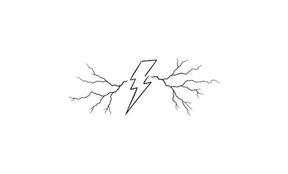 Simple black lightning bolt with branching sparks vector