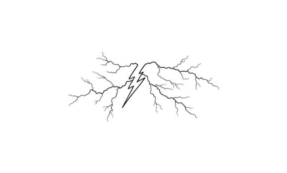 Minimalist lightning bolt with branching electric patterns vector