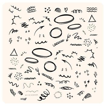 Big Set of Hand-Drawn Doodle Abstract Design Elements and Scribbles vector