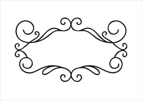 A black and white drawing of a scroll frame vector