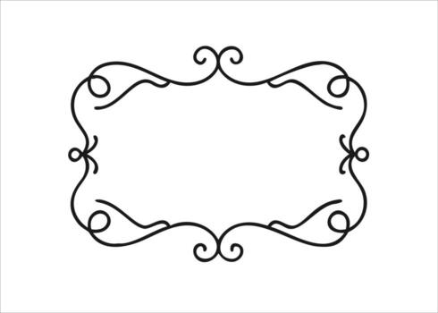 A black and white drawing of a frame with a scroll vector