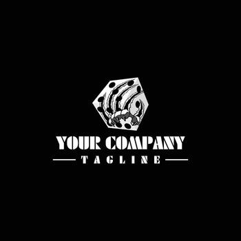 Scratch dice logo with white color and black background vector