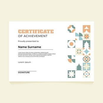 Modern certificate template with a clean and colorful geometric pattern on retro style vector