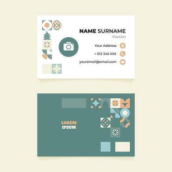 Modern business card template with a clean geometric mosaic pattern on retro style, perfect for creatives vector