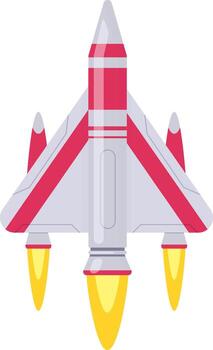 Rocket spaceship launching to space flat icon vector