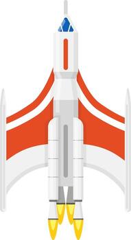 Rocket spaceship launching into space flat design illustration vector