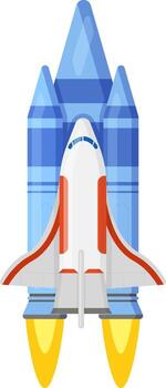 Space shuttle rocket launching into outer space vector