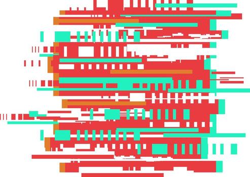 Digital data stream glitching with red and turquoise colors vector