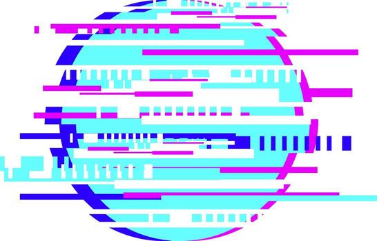 Glitch art circle digital distortion abstract background vector