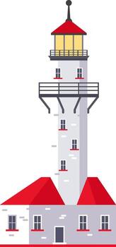 Lighthouse tower showing maritime navigation beacon concept vector