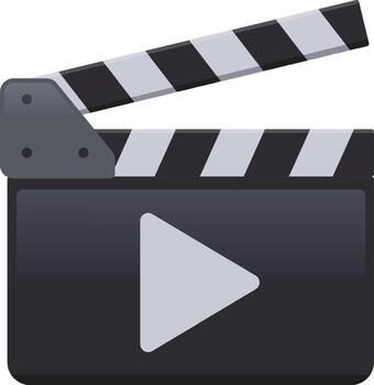 Clapperboard with play button representing production concepts vector