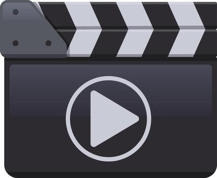 Clapperboard and play button icon for production vector