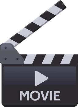 Clapperboard with play button indicating movie filming production vector