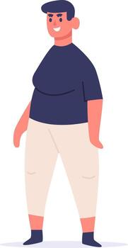 Smiling plus size man cartoon character showing body positivity vector