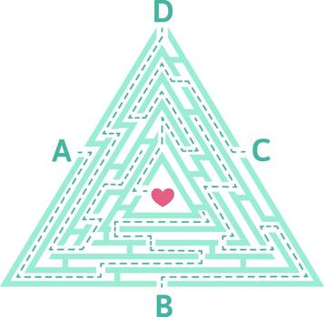 Triangle maze finding love path solution concept vector