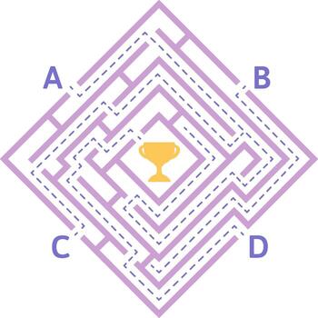 Solving a maze puzzle finding the path to success vector