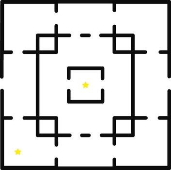 Maze map navigating a path to a star destination vector