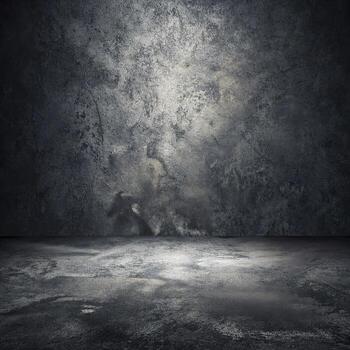 An empty room with a concrete wall and a light background photo