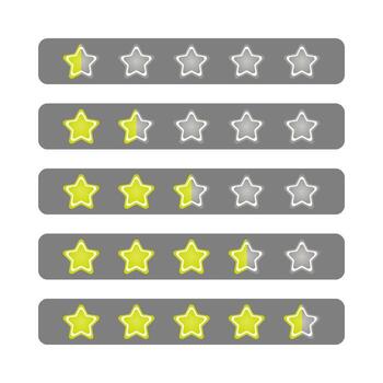 Set of Fancy Yellow Gradient with White Border Rating Star icon from 0.5 to 4.5 Stars isolated on Grey Label vector