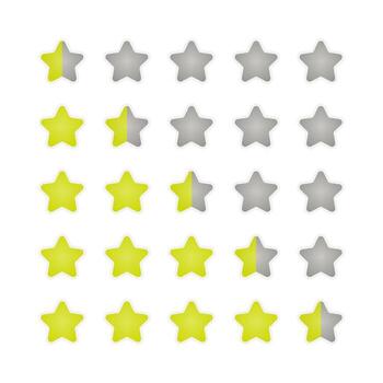 Set of Yellow Gradient with White Border Rating Star icon for Game from 0.5 to 4.5 Stars vector