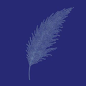 Elegant feather composed of numerous small dots on a deep blue , creating a modern and abstract visual effect vector
