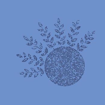 resumen circular diseño con derivación hoja como patrones radiante exterior en un sólido azul vector