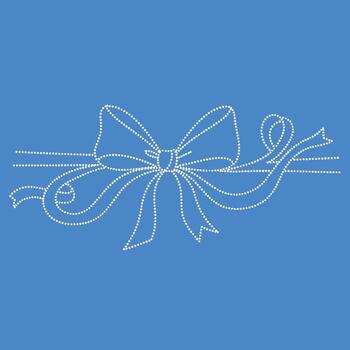 Decorative string of dotted lines forming an elegant bow with flowing tails on a solid blue vector