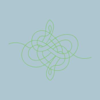 resumen enredado verde líneas en un suave azul creando un complejo y intrincado modelo con fluido curvas y bucles vector