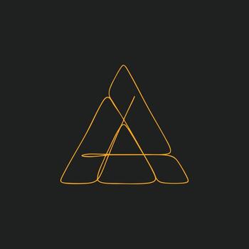 minimalista geométrico estructura metálica escultura con resumen triangular formas en un oscuro vector