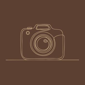 Minimalist Line Drawing of a Camera on a Brown with Elegant Simplicity and Artistic Style vector