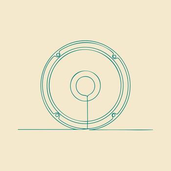 Minimalist line drawing of a speaker cone with a beige emphasizing simplicity and modern design vector
