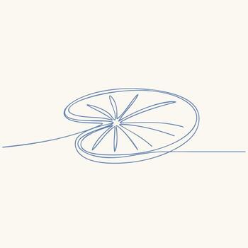 Minimalist Line Drawing of a Citrus Slice with Radial Segments and Circular Outline on Neutral vector
